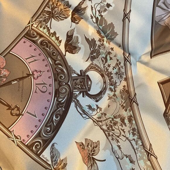 NIB RARE Hermès Pour Vacheron Constantin Astrologie Time Brown Pink Silk Scarf - Picture 12 of 17